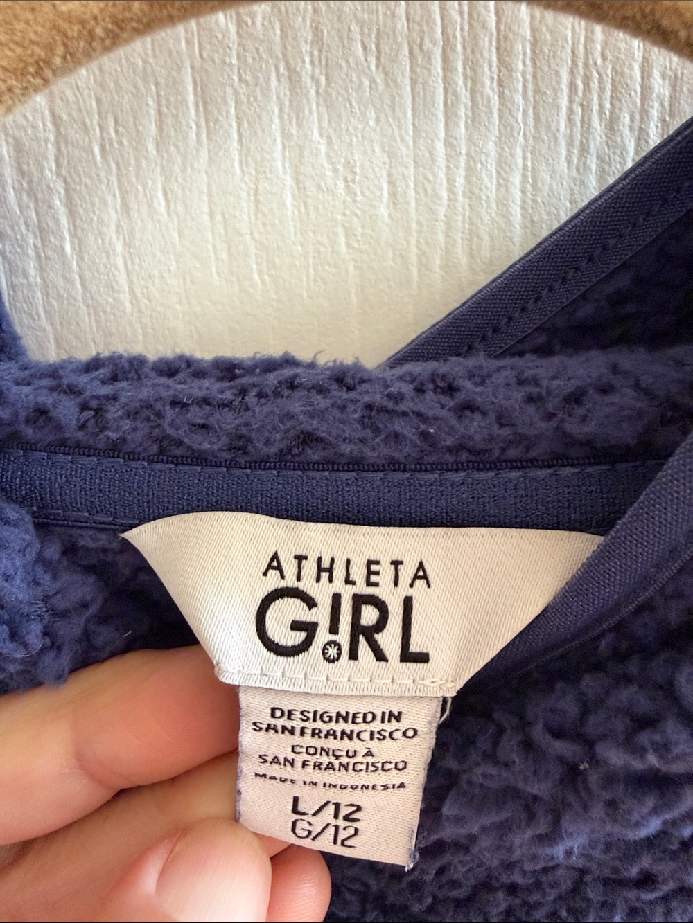 Athleta Girl Navy So Snug Sherpa Hoodie 2.0 with kangaroo pouch XL - Picture 6 of 8